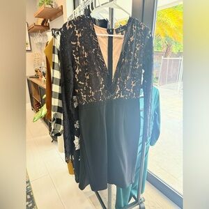 Lulu's Black Lace Overlay Dress